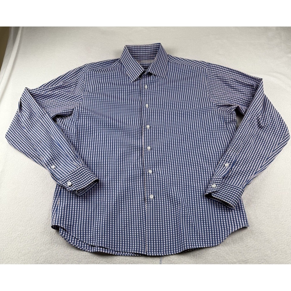 Mahtani's Blue Checked Button Up Shirt Size L Hong Kong EUC